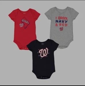 MLB - Paquete de 3 Creeper para niños (infantes) de los Nacionales de Washington 12-18 meses - Imagen 1 de 1
