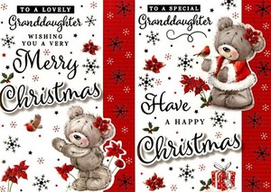 GRANDDAUGHTER CHRISTMAS CARD ~ CHOICE OF 2 CUTE  DESIGNS ~ QUALITY CARD