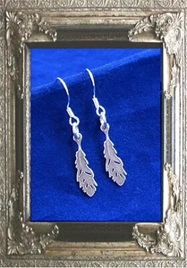 OHRRINGE HÄNGER FEDER VOGELFEDER ECHT 925er SILBER mit GUMMISTOPPERN - Bild 1 von 3