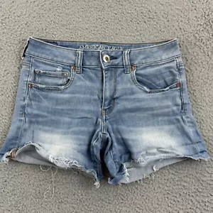 American Eagle Shorts Womens 6 Blue Jean Denim Super Stretch Midi Outdoor 5" - Picture 1 of 10