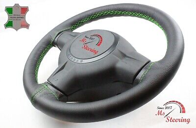 For Jaguar Xj 09-13 Black Leather Steering Wheel Cover, Green 2 Stit • 21.14€