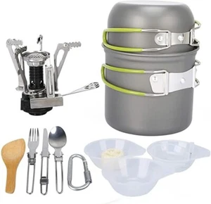 G4Free 13 PCS Aluminum Camping Backpacking Picnic Cookware Mess Kit With Stove - Picture 1 of 6
