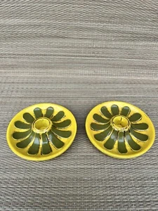 Vintage 1970’s Fitz & Floyd Paper Mache Yellow Hand Painted Candle Holders - Picture 1 of 5