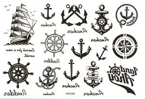 Temporary Body Tattoos Nautical Sailing Anchors Wheels Ships Boats  - Picture 1 of 6