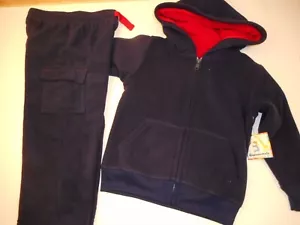 Sweatsuit Sweatpants Sweatshirts Micro Fleece Navy Blue Jacket Black 2pc Set 2T - Picture 1 of 9