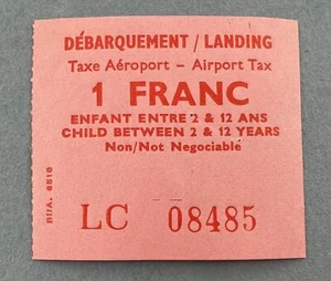FRANCE CHILD AIRPORT LANDING TAX REVENUE STAMP BUA BRITISH UNITED AIRWAYS 1 FR - Picture 1 of 2