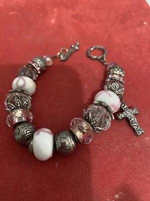 Silver And Pink Charm Bracelet Breast Cancer Awareness - Image 1 of 4