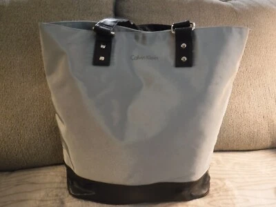 GA16 Calvin Klein Gray Black Large Lightweight Tote Shopper 2-Tone Bag Purse - Image 1 of 4
