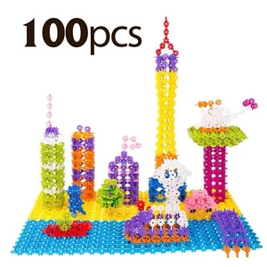 100 piezas bloques de construcción educativos de montaje de copo de nieve multicolor de plástico para niños - Imagen 1 de 7