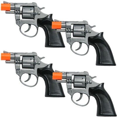 4 Silver Cap Gun Toy Pistol Revolver Police Colt 45 Fire 8 Ring Caps • 14.99$