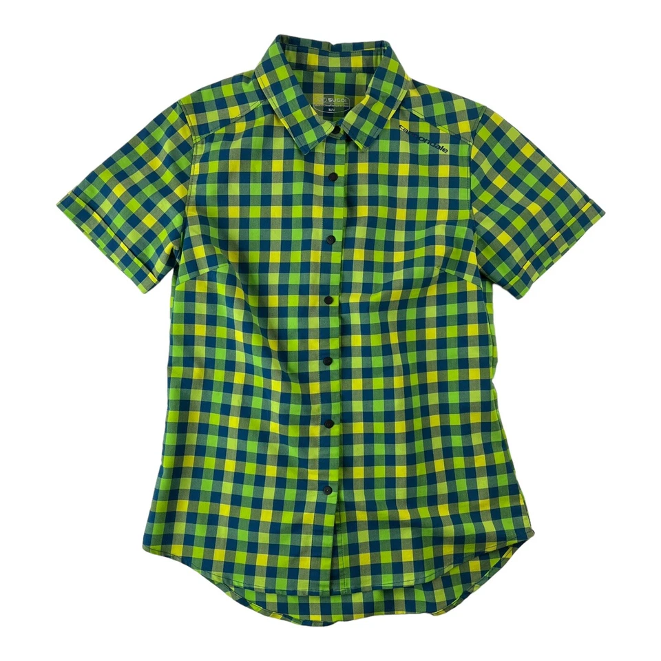 Sugoi Cannondale verde y azul a cuadros mezcla de poliéster a presión para mujer talla mediana M Foto 1 de 4