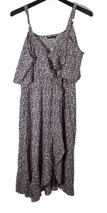 Bloomchic Purple Ditzy Floral Wrapp Dress Cold Shoulder Split Hem V-neck Size 12 - Picture 1 of 8