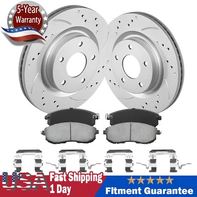 Front Drilled Brake Rotors Brake Pads for 2007 2008 2009 2010-2013 Nissan Altima - Image 1 of 4