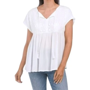 Neu mit Etikett Rachel Roy bestickte Passe Metallic-Akzent leichte Bluse Tunika Top S-L - Bild 1 von 7