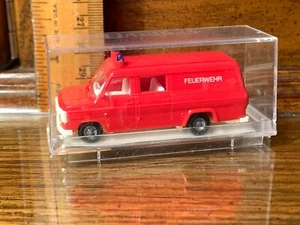 Praline Red Ford Transit Feuerwehr (Fire Brigade) Van 1/87 Scale Made W. Germany - Picture 1 of 12