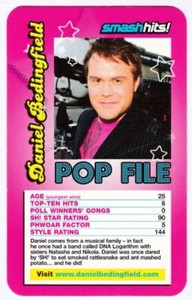 DANIEL BEDINGFIELD, SMASH HITS! - POP STARS 3, RARE TOP TRUMPS SPECIALS CARD.
