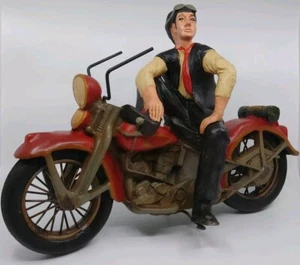 Harley Motorrad mit Mann, echte Reifen, Indonesien-Design, Motorcycle Vintage - Bild 1 von 4