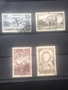 Francia: Juego de 4 usados. SC # 306, 322, 342, 343, números de 1936-39. Lote # 09-9710 - Imagen 1 de 6