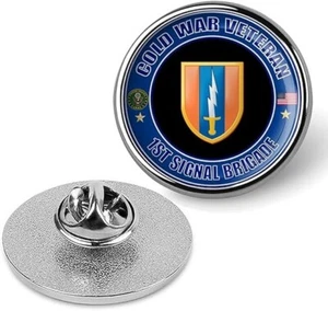 Cold War Veteran 1st Signal Brigade Tie Suit Shirt Lapel Pin - Silver - Picture 1 of 3