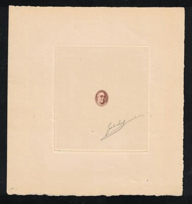 Estampilla de 1946 Mónaco FDR Roosevelt firmada por artista troquel hundido prueba de viñeta Foto 1 de 2