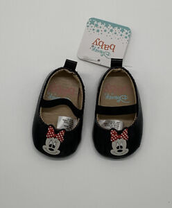Disney Baby Babies Minnie Mouse Black Shoes Size 1 NWT