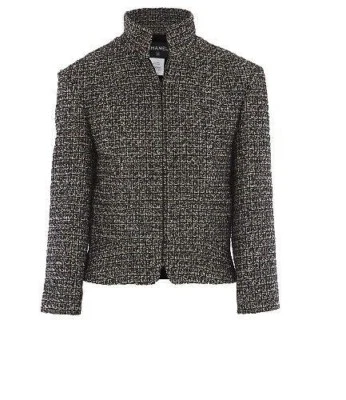 12 A $4585! NUEVO CHANEL NEGRO BLANCO FANTASÍA TWEED con dorado TRAJE CHAQUETA AJUSTADA 40 Foto 1 de 4