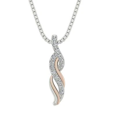 Moda Collar Colgante 0.25 Ct Diamante Natural 0.82 Pulgadas Oro Rosa Sólido 14K Foto 1 de 4