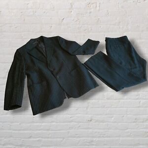 Mens Aquascutum Vintage Black Pinstripe Two Piece Suit  41 Reg 36 Waist Wool 