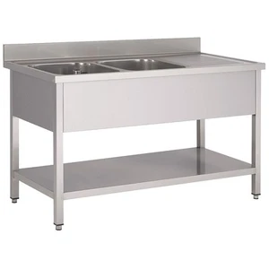 L Doppelbecken 200x70x85 Spültisch 2000x700x850 Spühltisch Spülbecken Spüle - Bild 1 von 1