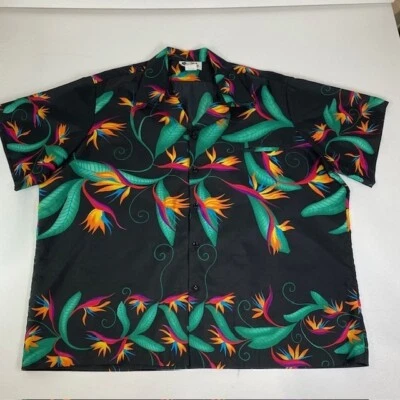 Hilo Hattie Hawaiian Shirt Bird of Paradise Floral Print Button Up 4XL - Image 1 of 4