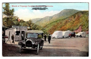 SOUTHERN CALIFORNIA - MOUTH OF TOPANGO CANYON GAS SERVICE STATION - POSTCARD - Picture 1 of 2