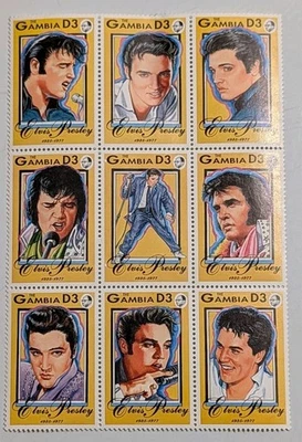 The Gambia D3 Elvis Presley Stamps 1993 (Sheet of 9) #1347 Unposted - Image 1 of 4