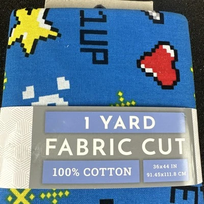 Game Over 1 UP video game fabric by the yard New With Tags Cotton - Image 1 of 4
