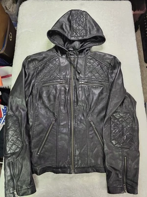 Chaqueta de motociclista con capucha de cuero negra Milwaukee 3XL para mujer Foto 1 de 4