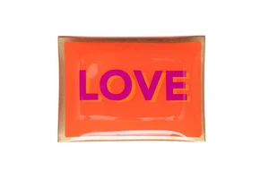 Gift Company: Love Plates, Vide-Poche Glasteller M, 14 x 10 cm, "Love",  orange - Bild 1 von 1