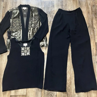 Zonda Nellis Velvet Burnout 3 Piece Jacket  Pants Tank Set Small Black READ INFO - Image 1 of 4