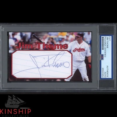 Jim Thome signed Cut 3x5 Custom Card PSA DNA Slab Indians Baseball Auto C5100 - Image 1 of 2