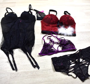 La Senza Dessous 4er Set Longline BHs Body Spitze transparent klein Urlaub - Bild 1 von 7
