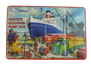 Vintage Page of London Water Colour Paint Box Metal Cruise Ship Cargo Large Set - Picture 1 of 5