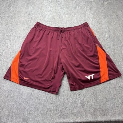Virginia Tech Hokies Nike Shorts Men 2XL Maroon Red Orange 10" Training - Image 1 of 4