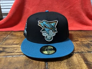 San Jose Sharks 5 Seasons Tribal Logo Black Teal New Era Fitted 7 3/4 Serape UV - Bild 1 von 23