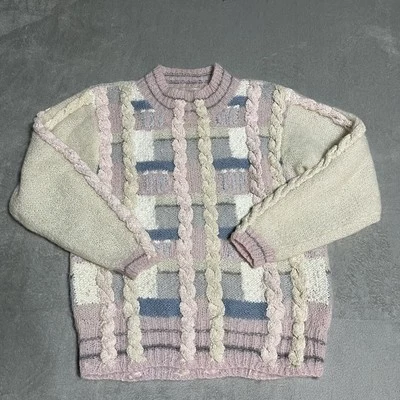 Винтажный Lauren Hansen свитер женщин маленький Mohair шерсти коренастый трикотажа в полоску 80-х - Изображение 1 из 4