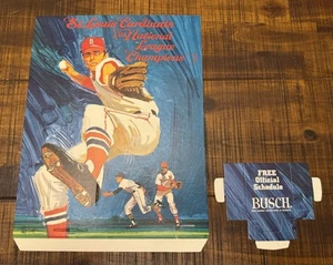 1969 ST. LOUIS CARDINALS POCKET SCHEDULE BASEBALL DISPLAY STAND BUSCH BEER RARE - Picture 1 of 5