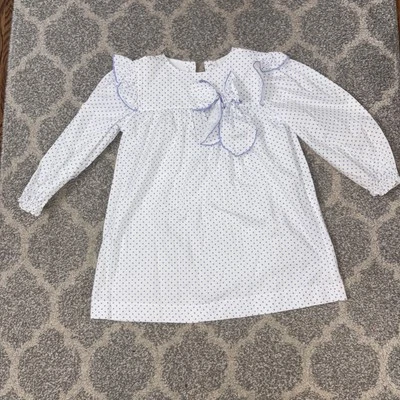 Vestido Bella Bliss Niñas Talla 4 Manga Larga Periwinkle Lunares Algodón Foto 1 de 4