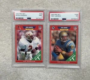 1989 Pro Set Deion Sanders Rookie #486 PSA 9 + Troy Aiken Rookie Dallas Cowboys! - Picture 1 of 2