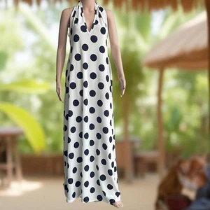 Maxi Vestido Lunares Blanco y Negro Talla M - Imagen 1 de 4