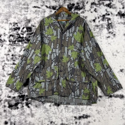 SaftBak Trebark Camo Shirt Shacket Mens Size L/XL Leaves Tree Bark Skater Grunge - Image 1 of 4