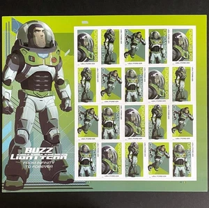 USA 2022 Stamps MNH Forever Disney Go Beyond Buzz Lightyear Plate Sheet of 20 - Picture 1 of 6