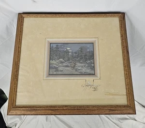 Original signiertes Merlin Little Thunder Gemälde 6"x 8" Zoll - Bild 1 von 18
