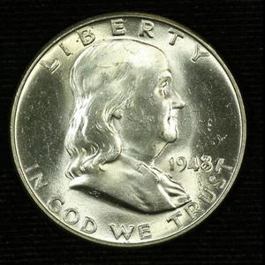Franklin Silver Half Dollar. 1948 P. Choice BU FBL. Lot # 9049-113-001 - Picture 1 of 3